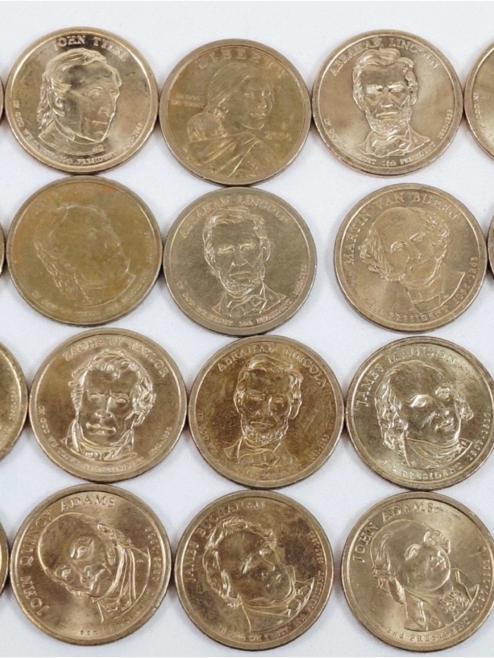 20 U.S. PRESIDENTIAL & NATIVE AMERICAN $1 COINS MIXED DATES GOLDEN ALLOY